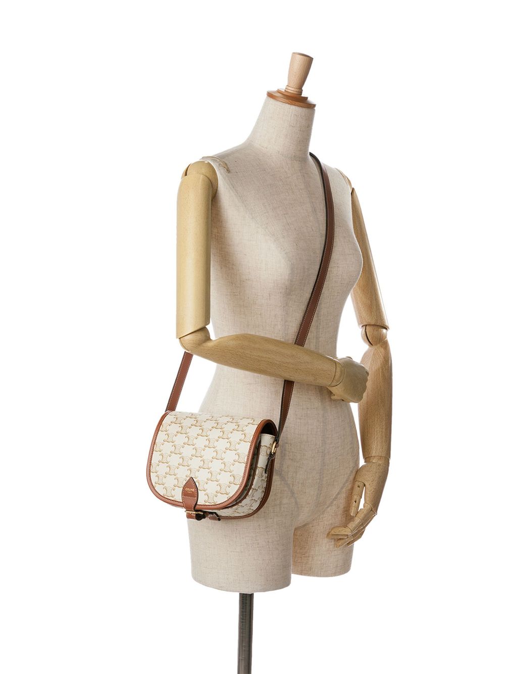 Céline Pre-Owned 2021 medium Triomphe Folco gecoate canvas crossbodytas - Wit