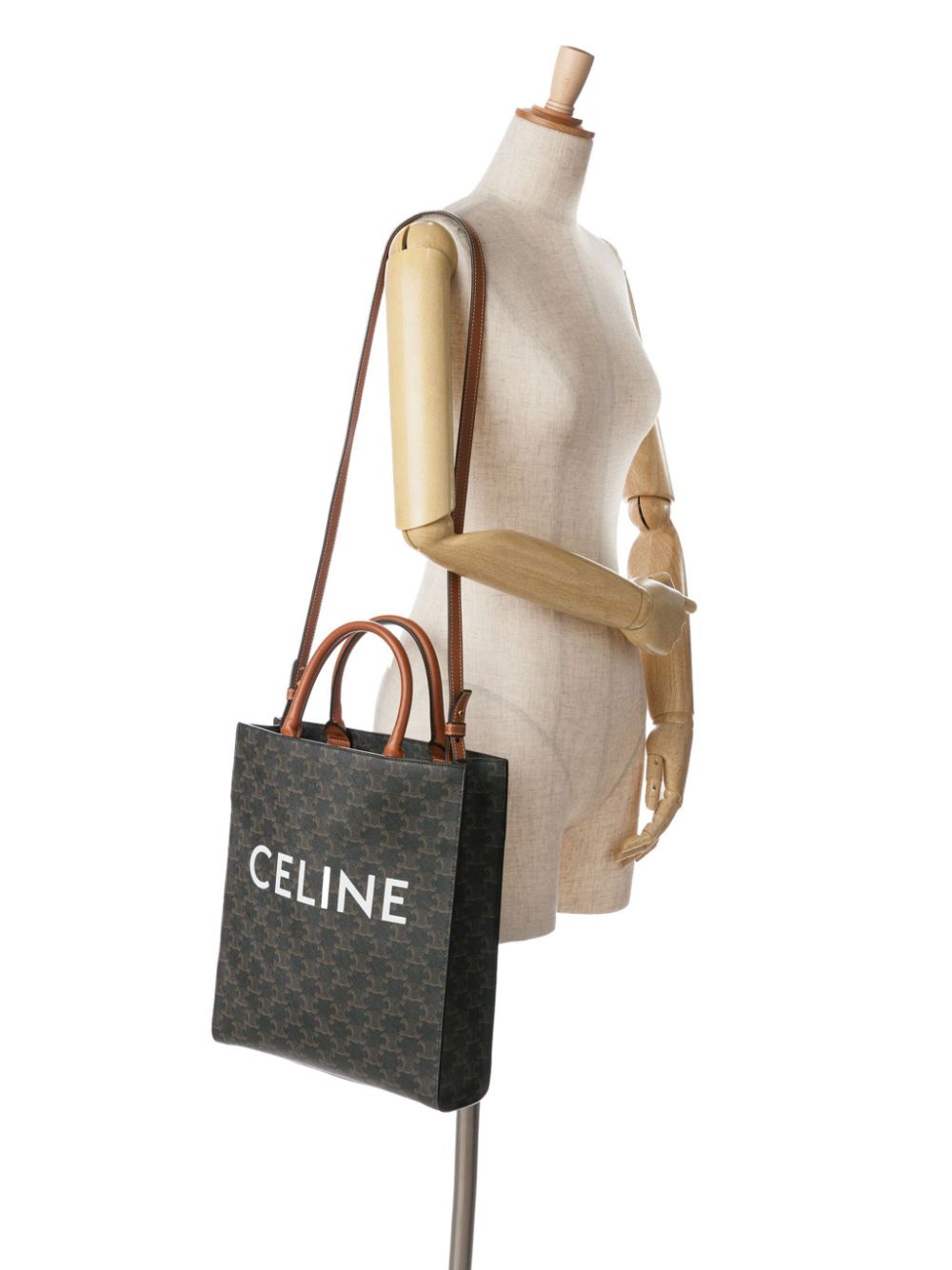 Céline Pre-Owned 2019 kleine Triomphe gecoate Canvas Vertical Cabas kleine boekentas - Bruin