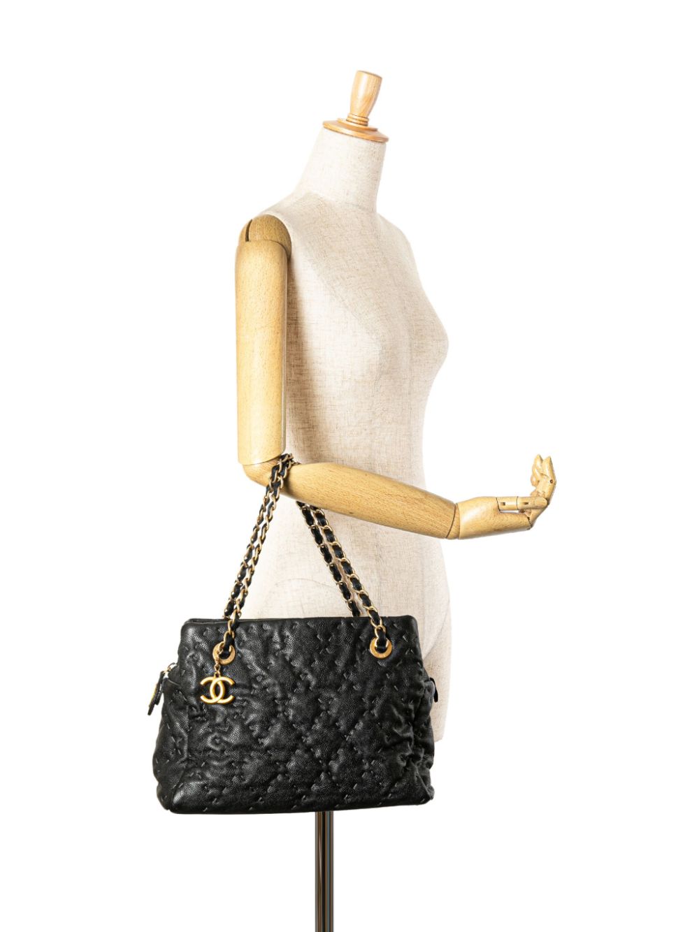 CHANEL Pre-Owned 2011 caviar Wild Stitch shopper met CC-logo - Zwart