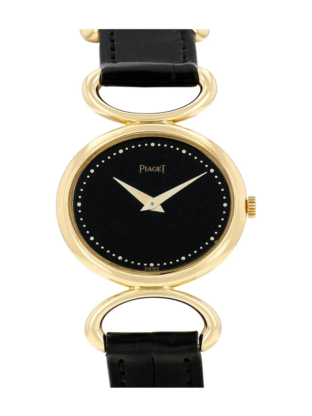 Pre-owned Piaget 1970 18k Yellow Gold Vintage 26mm In Black