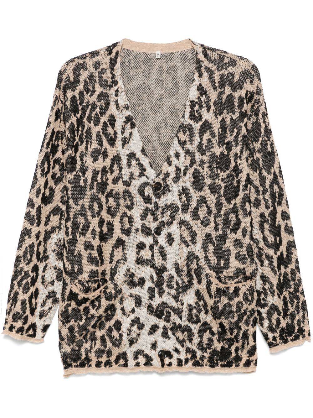 R13 leopard-jacquard cardigan - Brown