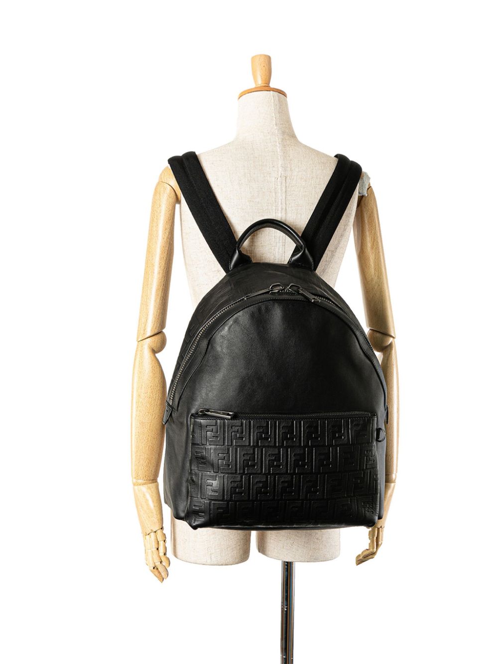 Fendi Pre-Owned 2000-2010 Vitello Grace Zucca leren rugzak met reliëf - Zwart