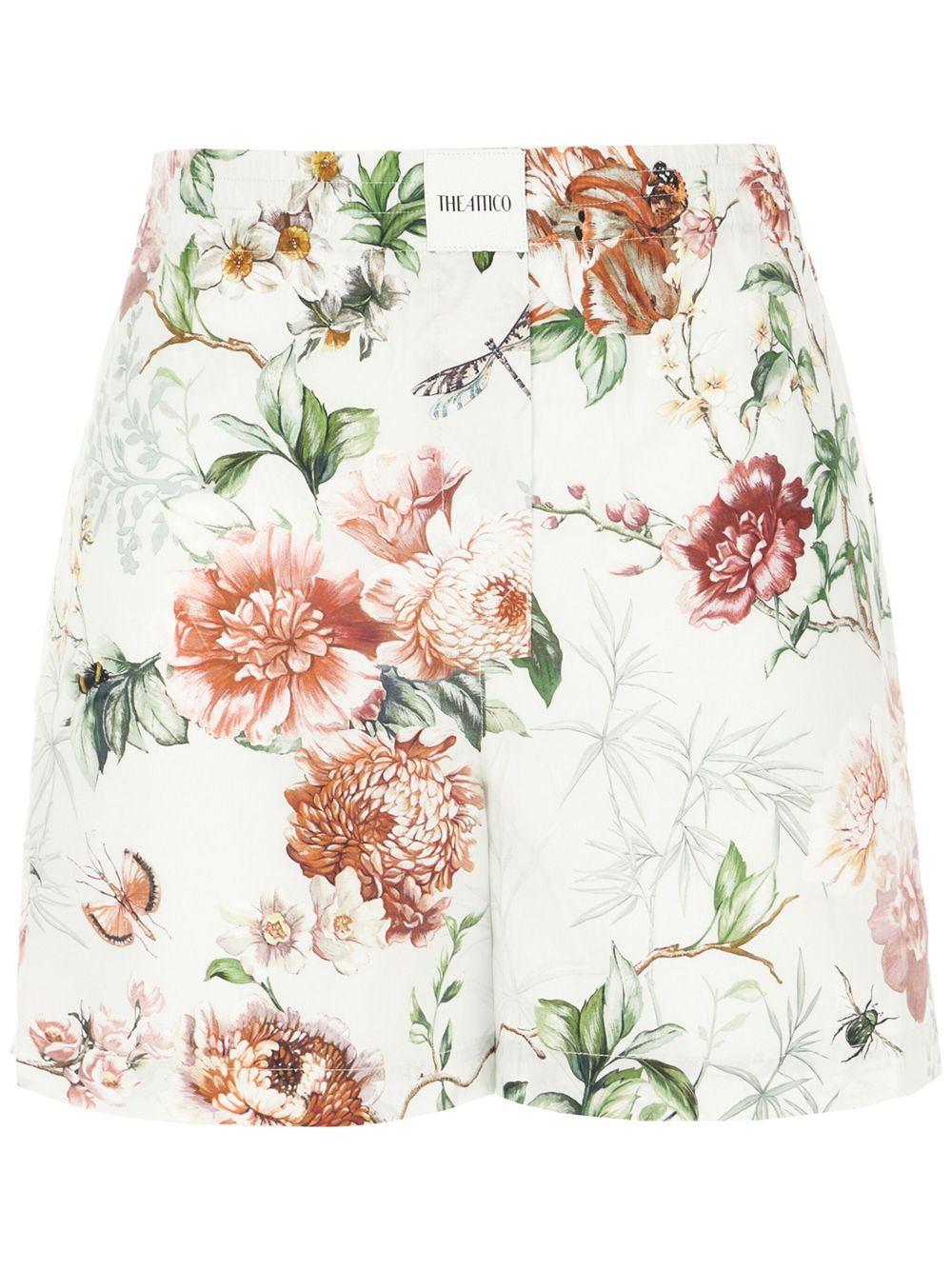 The Attico floral-print cotton shorts - White