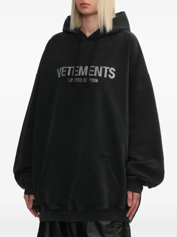 VETEMENTS logo-embellished Hoodie | Black | FARFETCH CA