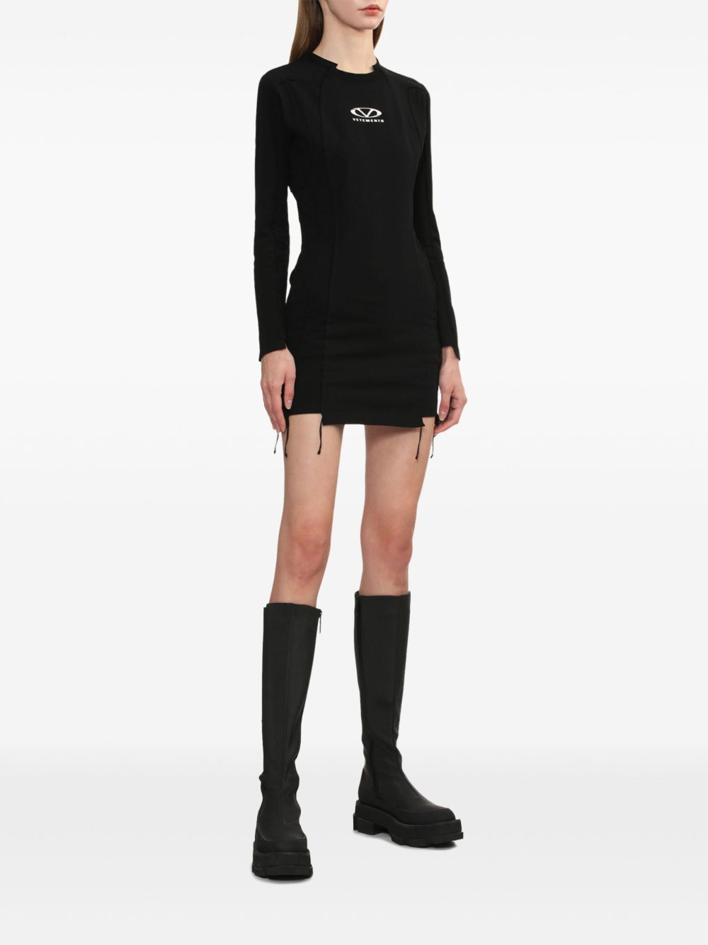 VETEMENTS logo-print mini dress - Zwart