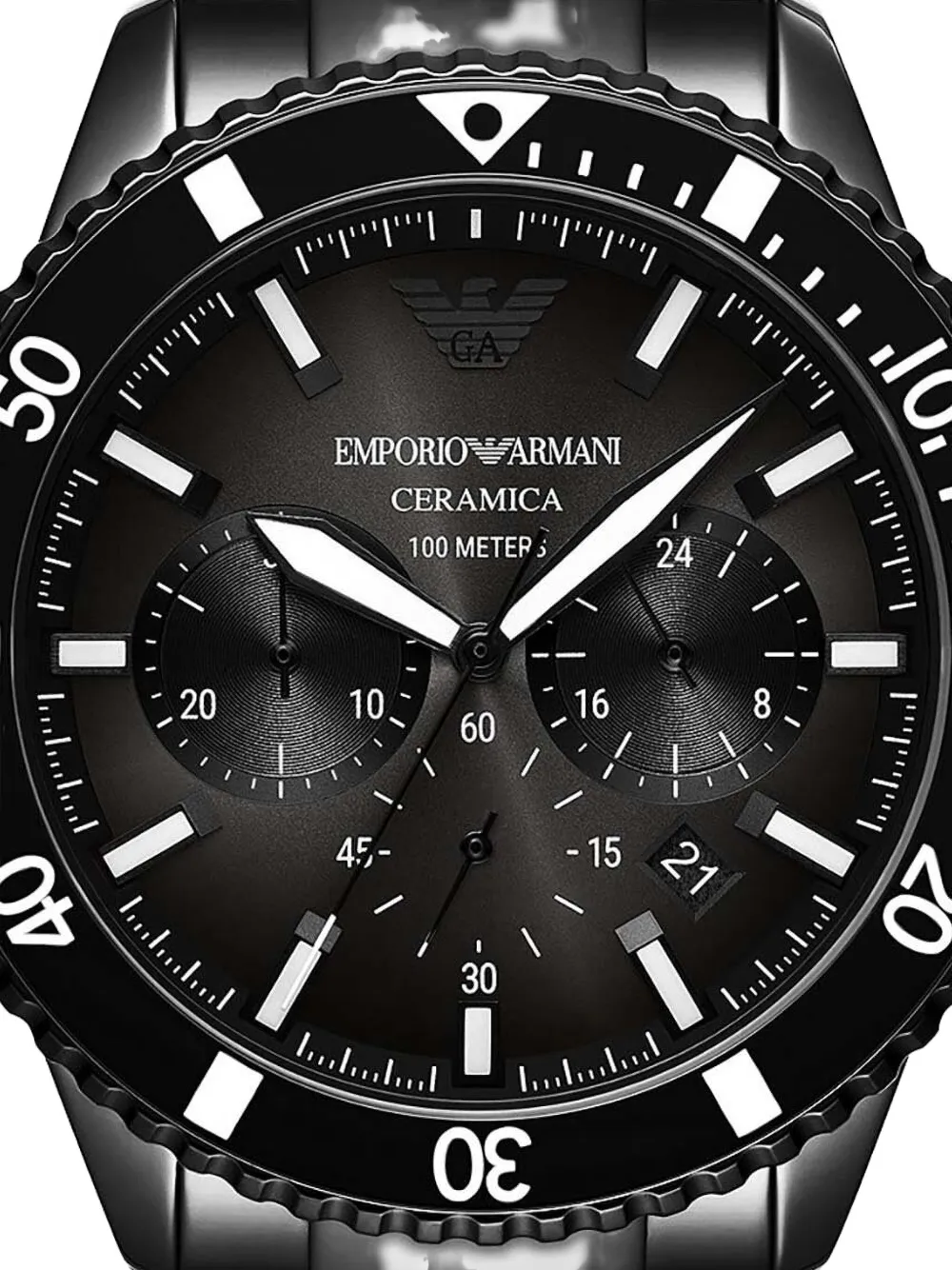 Emporio Armani Three-hand Date Stainless Steel Watch In Black