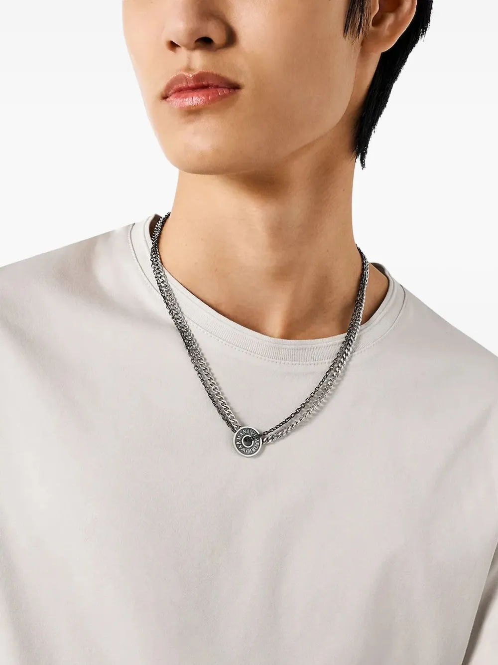Emporio Armani double-chain disc necklace | Image 2