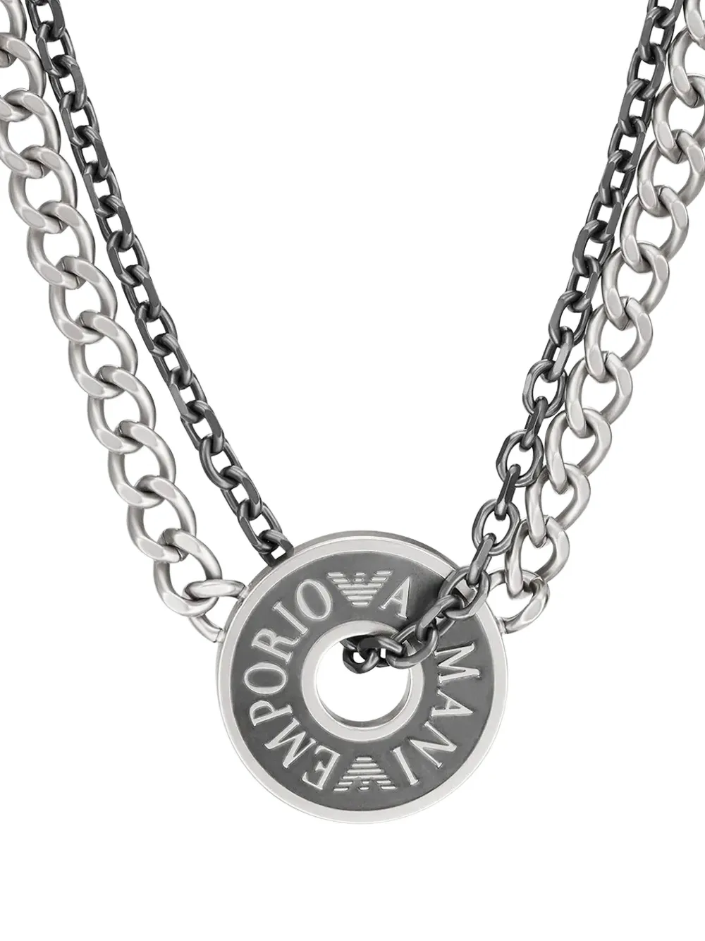Emporio Armani double-chain disc necklace | Silver | Image 1