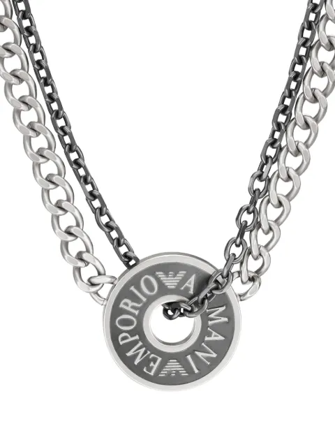 Emporio Armani double-chain disc necklace
