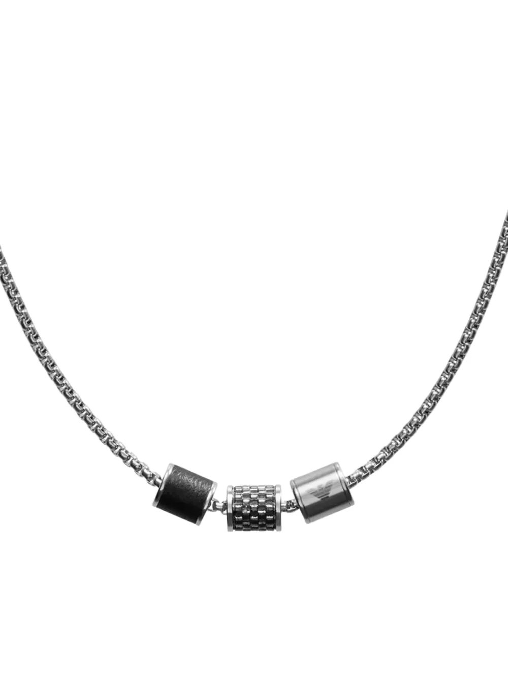 Emporio Armani bead-embellished box-chain necklace - Silber