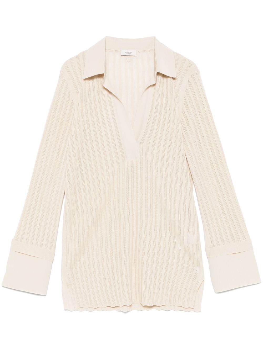 Agnona ribbed-knit polo top - Neutrals