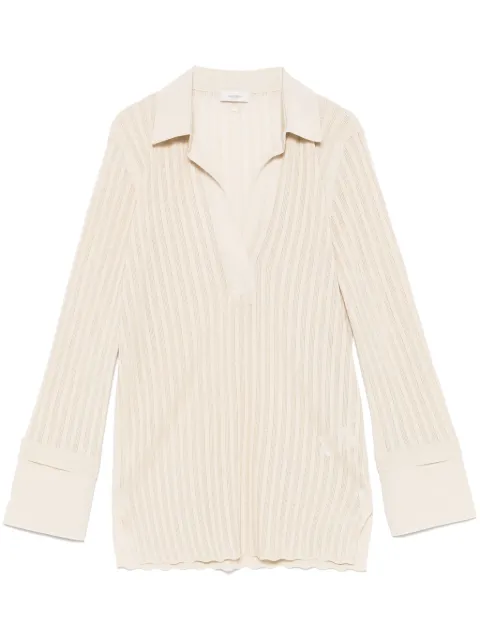 Agnona ribbed-knit polo top