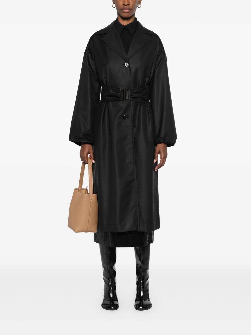 Agnona belted trench coat - Black