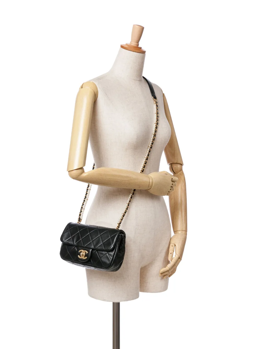 CHANEL Pre-Owned 2020 Mini Quilted Calfskin Crystal Pearls Chain Flap crossbody bag | Pre-Owned | Image 2