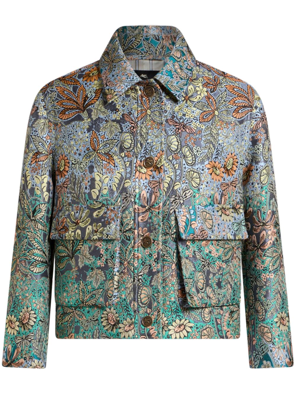 floral-jacquard jacket