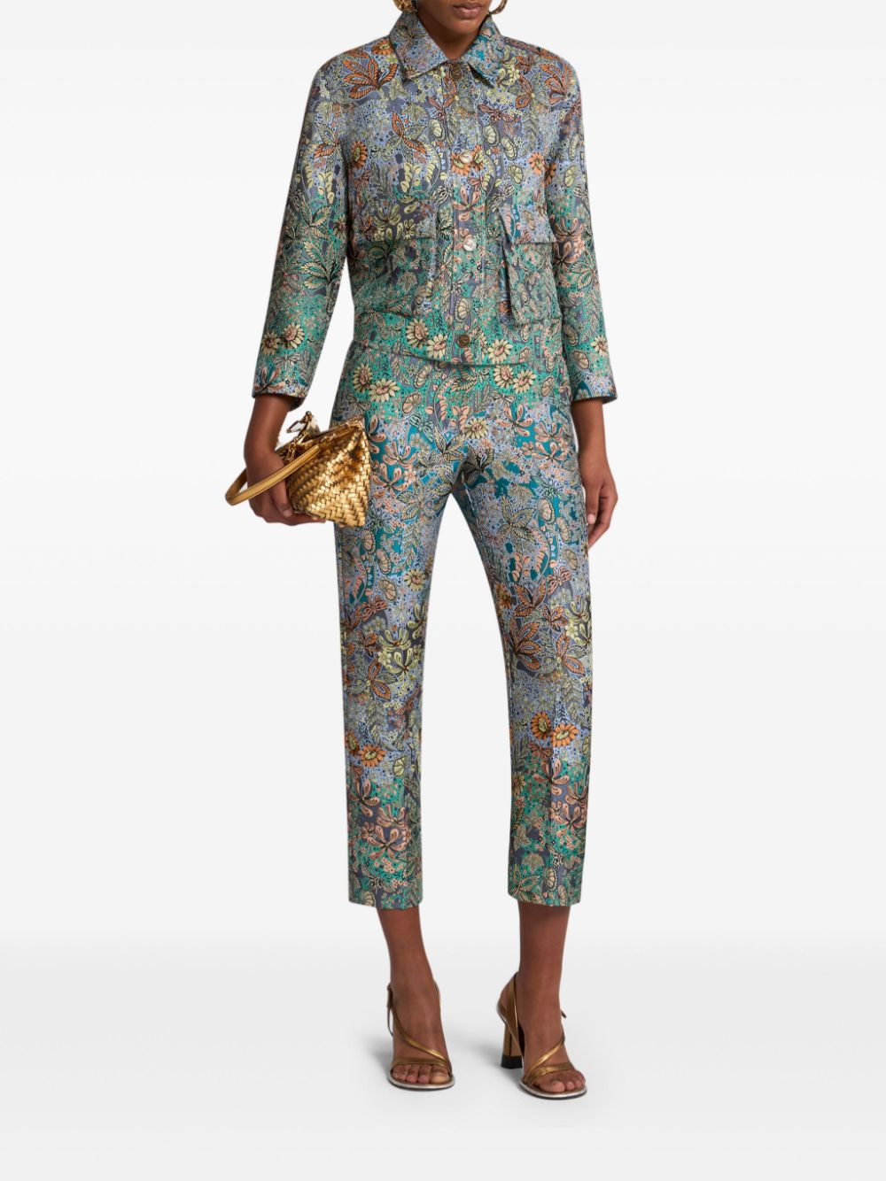 ETRO Jas met bloemjacquard - Blauw