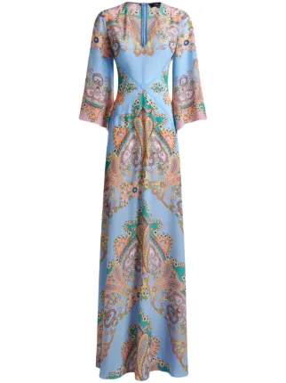 fitted lace wedding dress Veronica Beard Ember Silk-Blend Maxi Dress | Blue Coast Multi main image 0