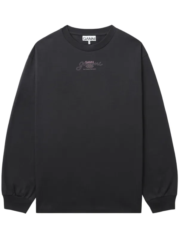 GANNI logo-print Sweatshirt Black FARFETCH JO