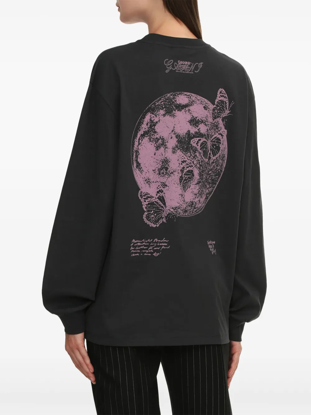 GANNI Sweater met logoprint Zwart