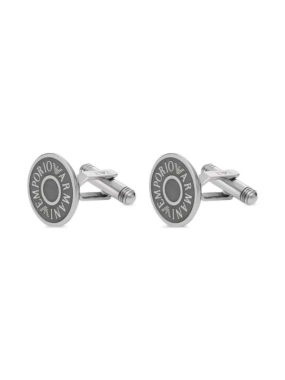 Emporio Armani logo-plaque round cufflinks | Silver | Image 1