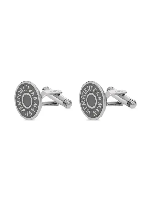 Emporio Armani logo-plaque round cufflinks