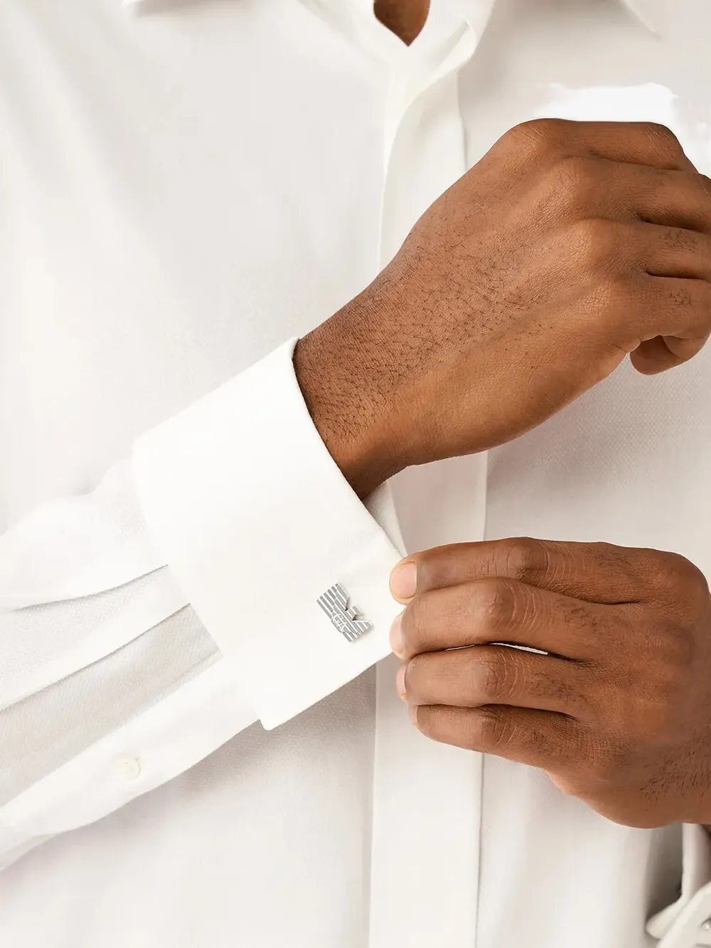 Emporio Armani logo-motif cufflinks - Zilver