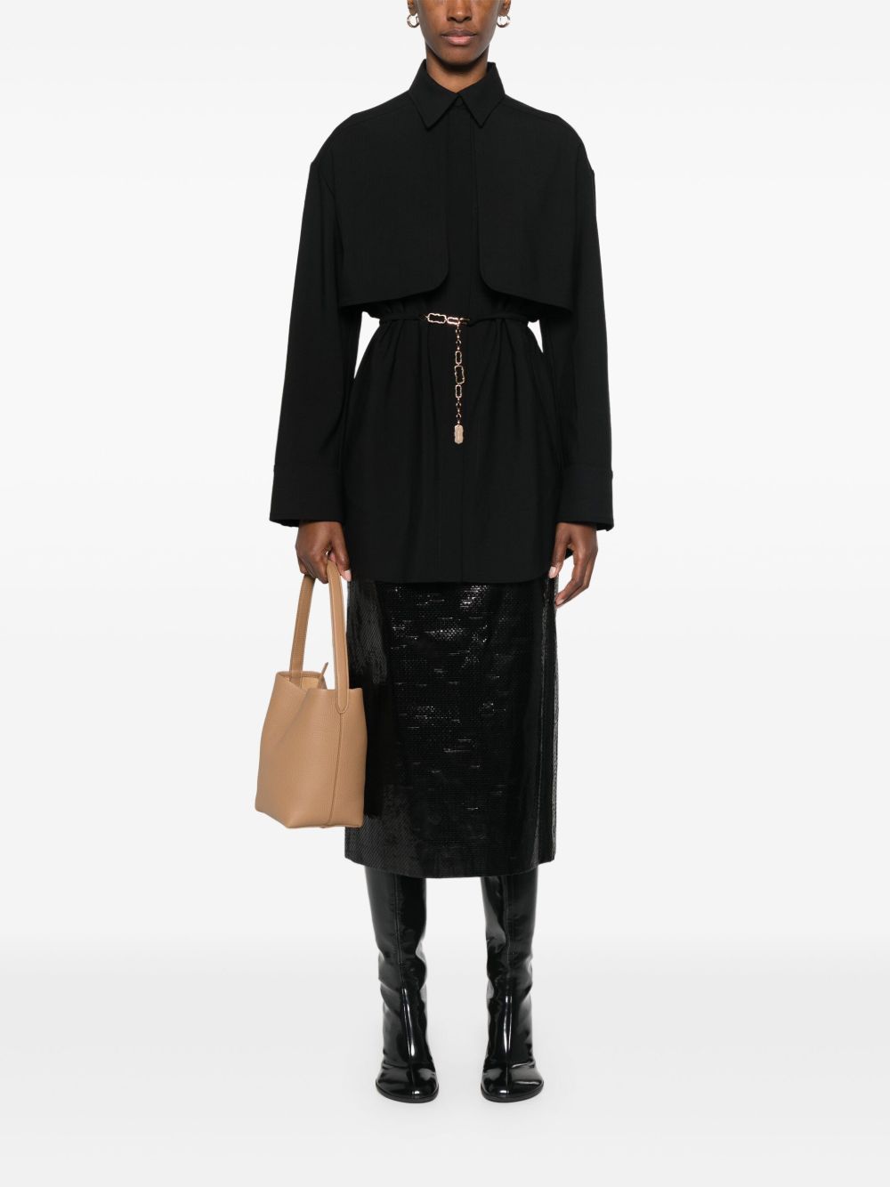 Agnona belted coat - Black