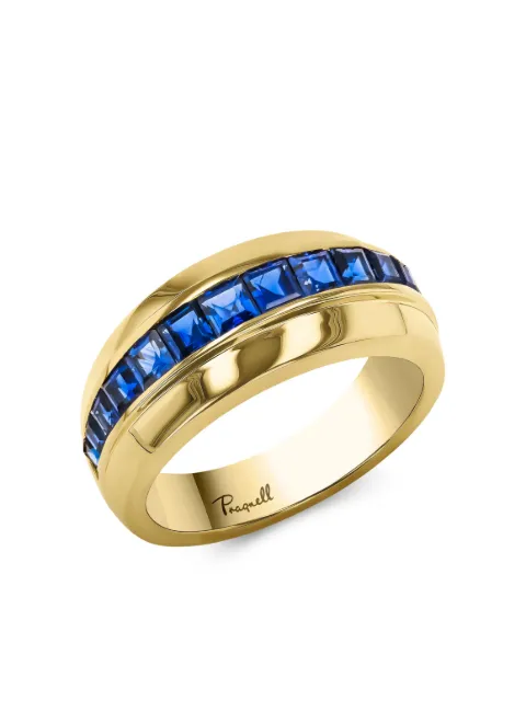 Pragnell anillo Manhattan en oro amarillo de 18kt con zafiro