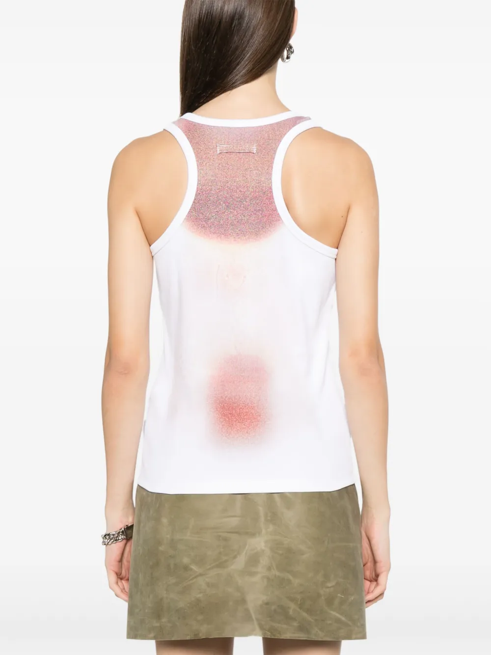 Jean Paul Gaultier Sheer Mesh Top Featuring Graphic Print In White