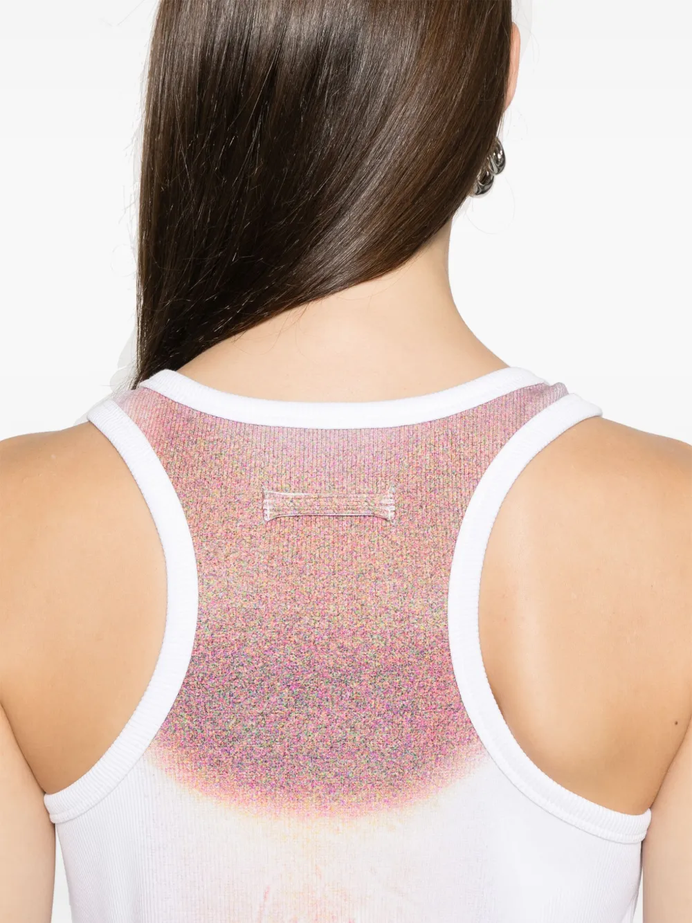 Jean Paul Gaultier Sheer Mesh Top Featuring Graphic Print In White