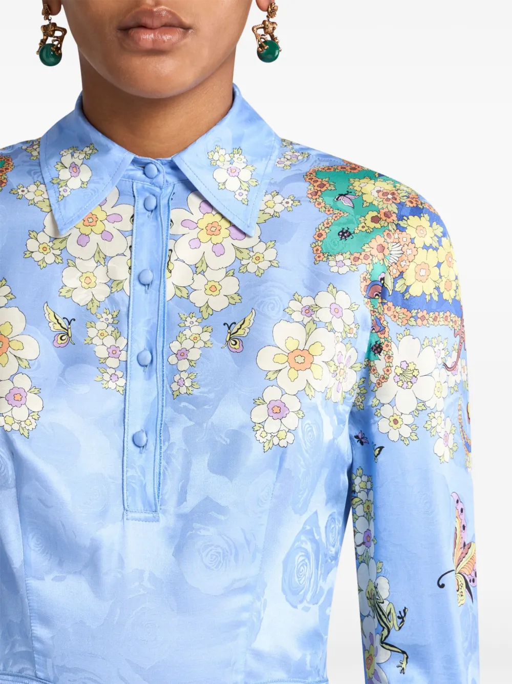 ETRO Midi-blousejurk Blauw