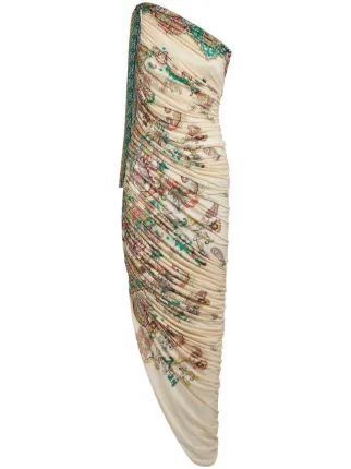 etro one shoulder dress ETRO One Shoulder Floral Gown