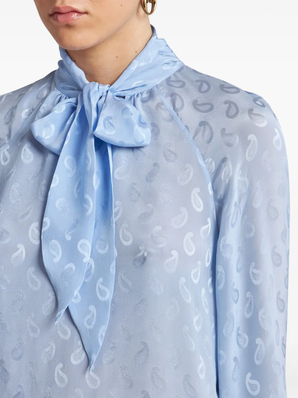 ETRO Zijden blouse met paisley-jacquard Blauw