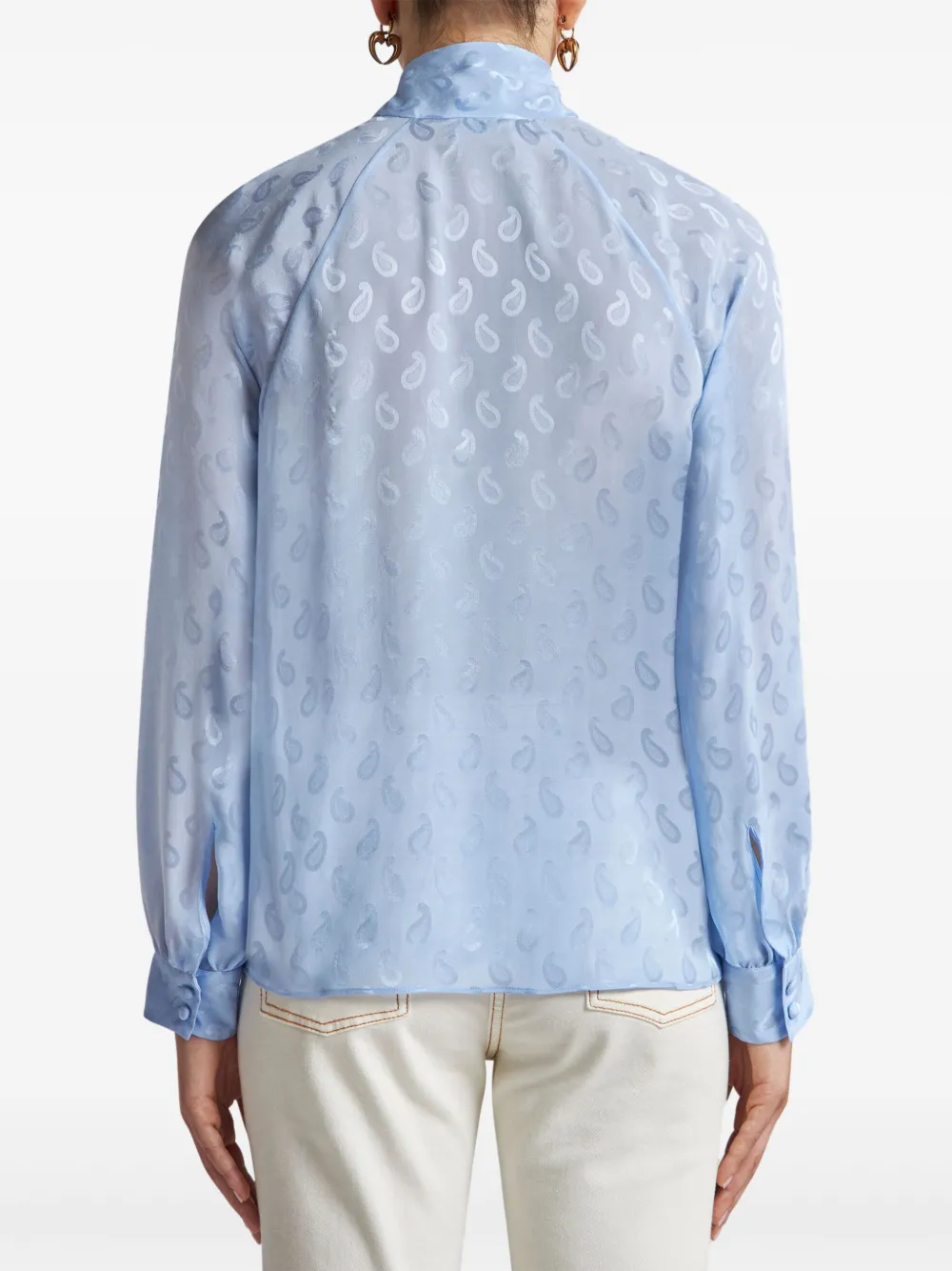 ETRO Zijden blouse met paisley-jacquard Blauw