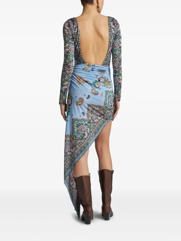 ETRO BLUE ビスコース混 ミニドレス ETRO ミニドレス | ブルー | FARFETCH JP