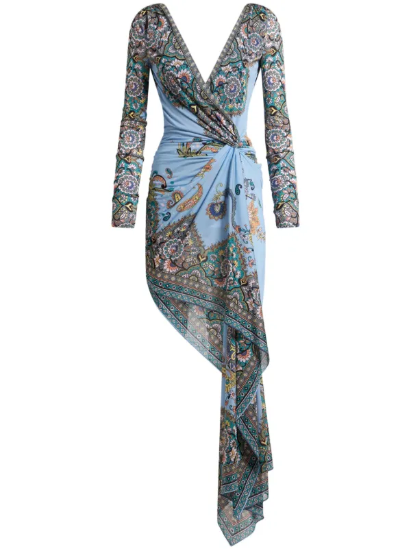 ETRO BLUE ビスコース混 ミニドレス ETRO ミニドレス | ブルー | FARFETCH JP