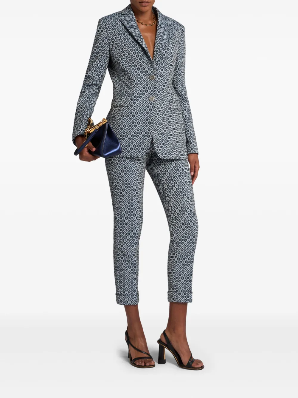 ETRO Broek met bloemen-jacquard - Blauw