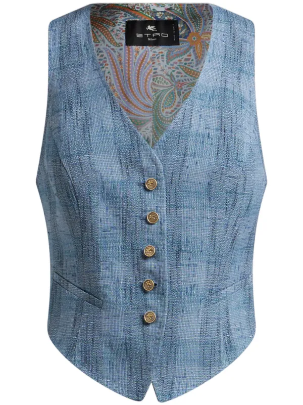 ETRO スラブ ベスト | ブルー | FARFETCH JP
