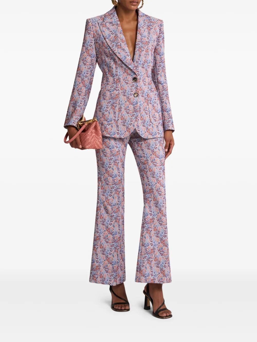 ETRO Broek met bloemen-jacquard - Blauw