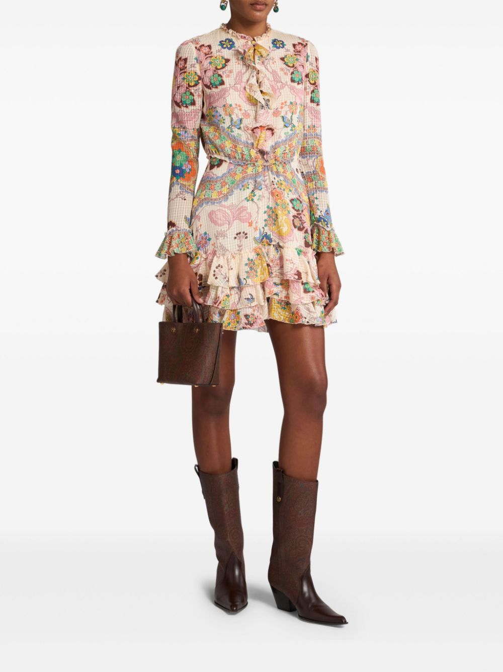 ETRO ruffled mini dress - Beige