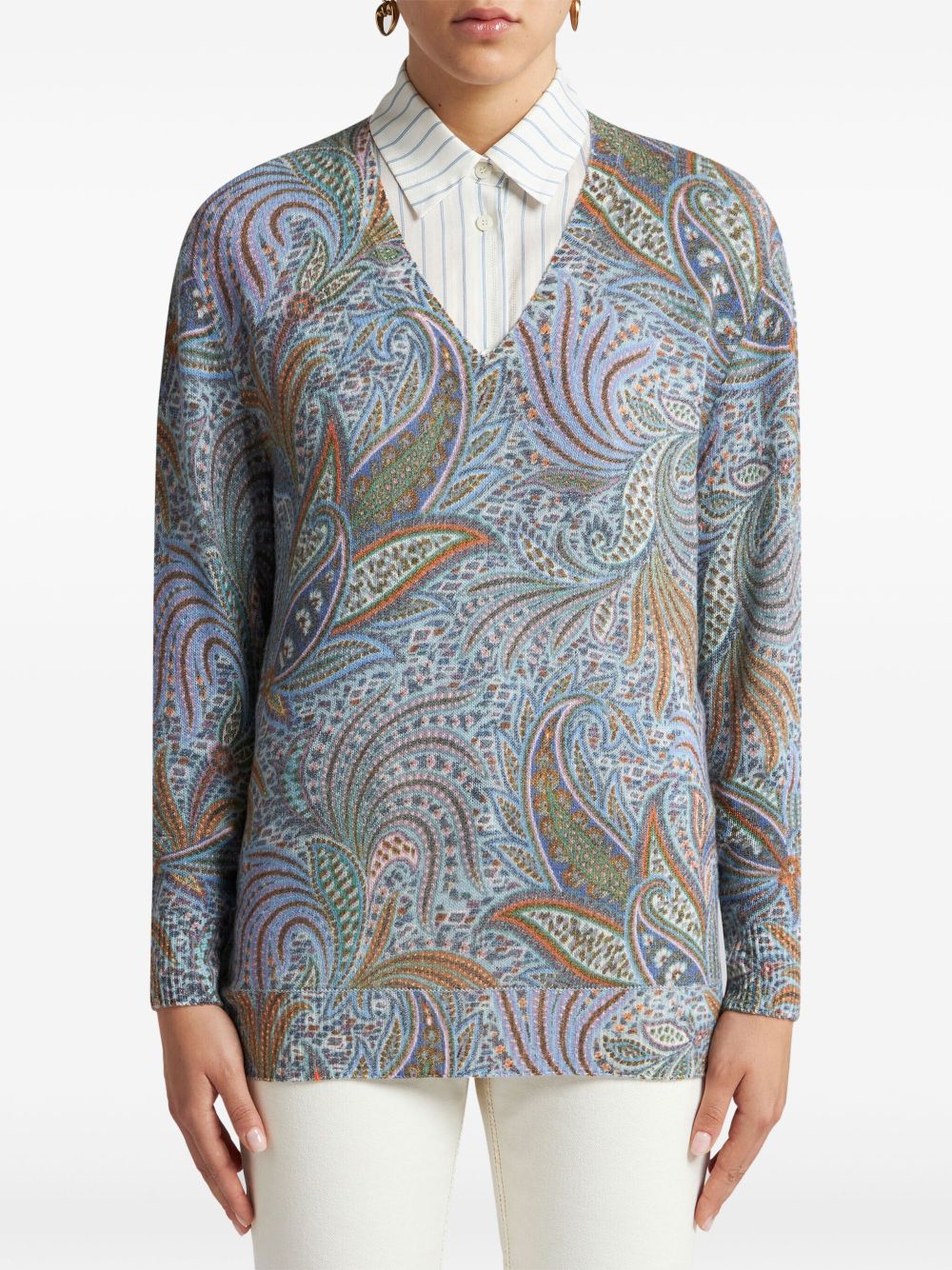 ETRO Trui met gebladerte print - Blauw