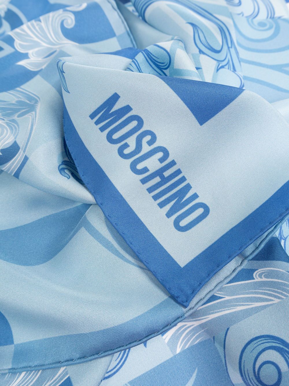 Moschino baroque-print scarf - Blauw