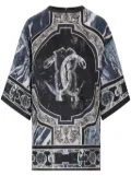 Roberto Cavalli Marble-print silk blouse - Blue