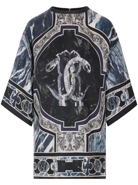Roberto Cavalli blusa de seda con estampado Marble