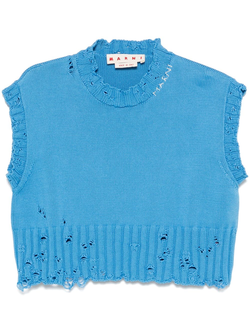 crew-neck sleeveless sweater