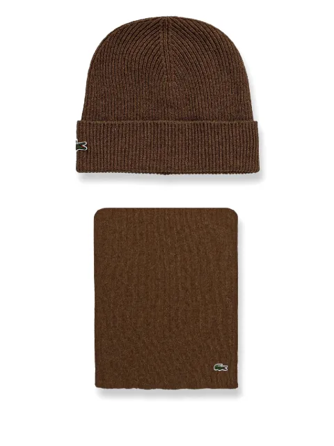Lacoste crocodile-appliqué beanie (set of two)