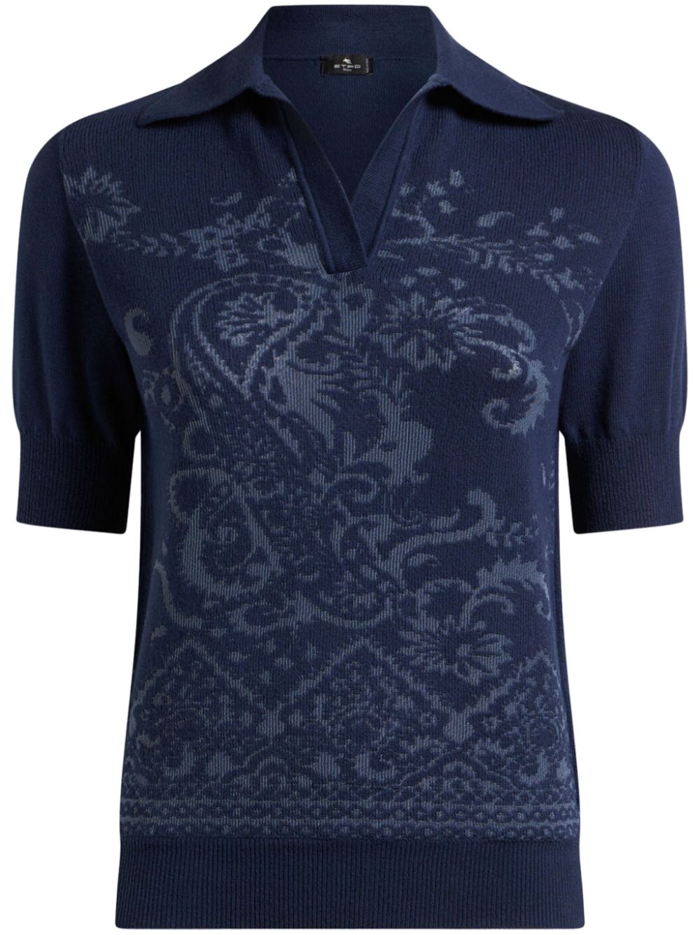 ETRO paisley-jacquard polo top Blauw