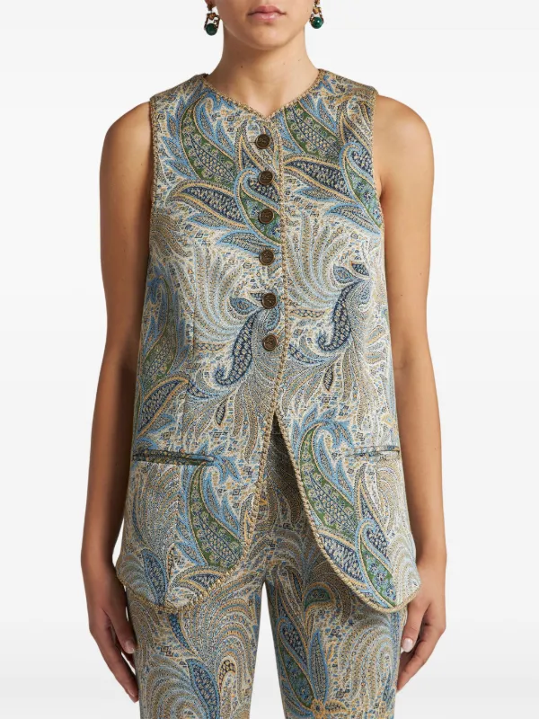 ETRO ジャカード ベスト | ブルー | FARFETCH JP
