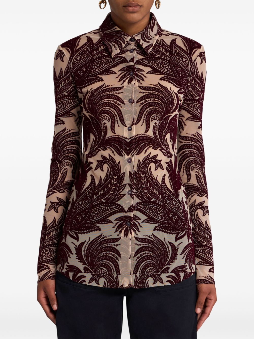 ETRO Overhemd met paisley-jacquard - Bruin