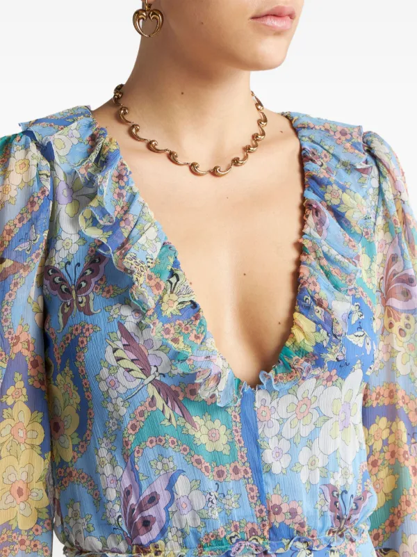 ETRO フローラル マキシドレス | ブルー | FARFETCH JP